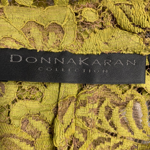 DONNA KARAN Size 10 Green Brown Cotton Blend Jacket
