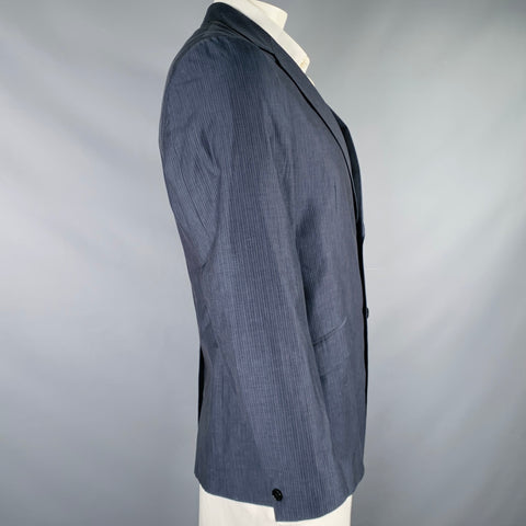 THEORY Size 42 Navy Blue Stripe Cotton Notch Lapel Sport Coat