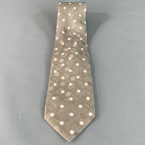 GIANFRANCO FERRE One Size Grey White Dots Silk Tie