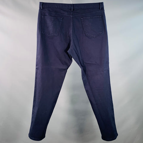 MR. PORTER Size 38 Navy Twill Cotton Blend Tapered Casual Pants