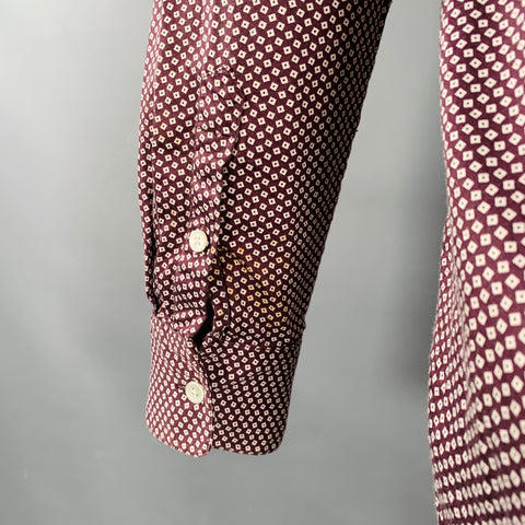 THEORY Taille M Chemise à manches longues en coton avec une poche et motifs à carreaux marron et blancs Toby P