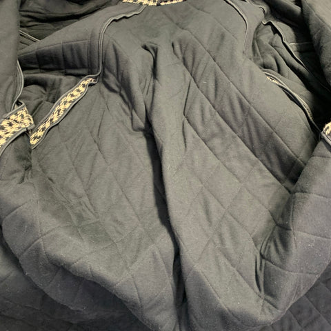 AQUASCUTUM Size XL Black Beige Wool Houndstooth Quilted Buttoned Jacket