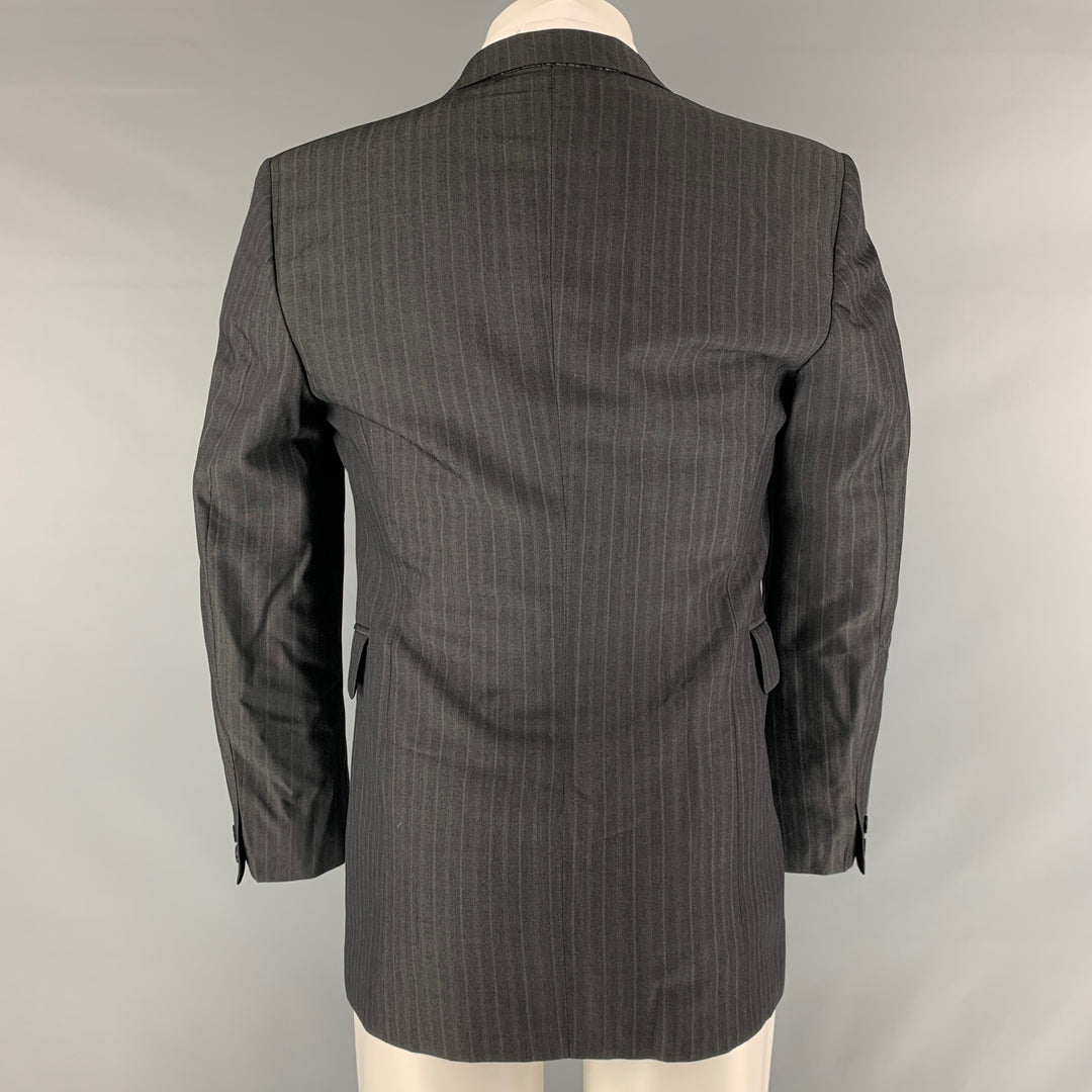 CoSTUME NATIONAL Size 38 Black Stripe Wool Blend Notch Lapel Sport Coat