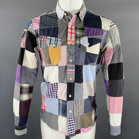 PAUL SMITH JEANS Size S White Multi-Color Patchwork Cotton Long Sleeve Shirt