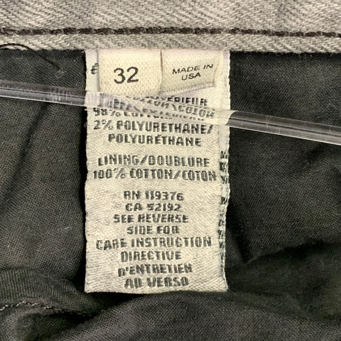 HELMUT LANG Size 32 Grey Charcoal Cotton Blend Slim Straight Jeans