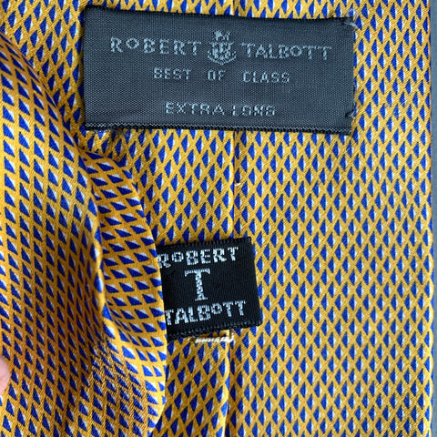 ROBERT TALBOTT Orange Blue Geometric Silk Tie