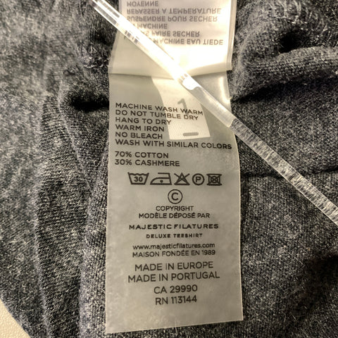 MAJESTIC FILATURES Size S Grey Cotton Cashmere Long Sleeve T-shirt