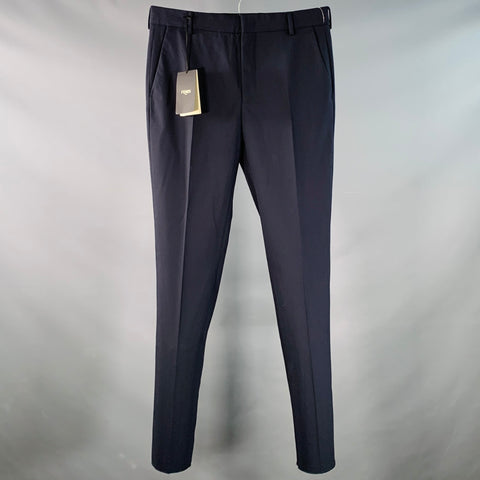 FENDI Size 30 Navy Wool Blend Flat Front Straight Zip Fly Dress Pants
