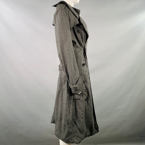 JUNYA WATANABE 2007 Size S Grey Light Grey Wool Double Breasted Bubble Hem Trench Coat
