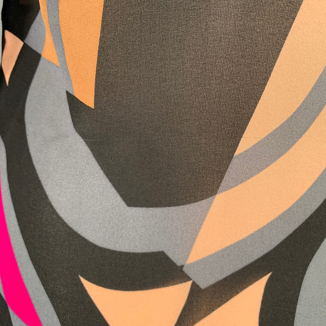 DIANE VON FURSTENBERG Size 8 Multi Color Silk Ruched V-Neck Blouse