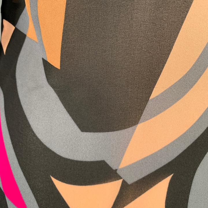 DIANE VON FURSTENBERG Size 8 Multi Color Silk Ruched V-Neck Blouse