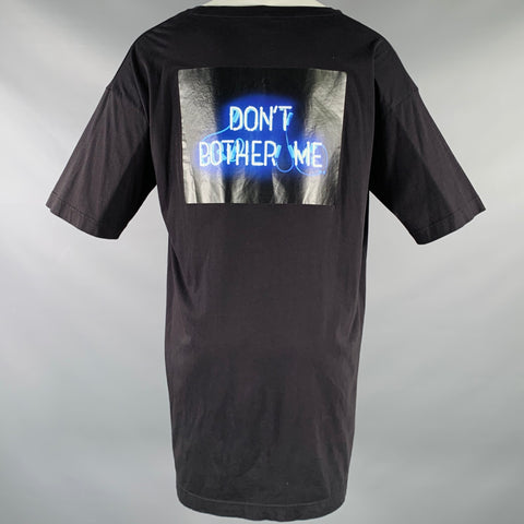 Y-3 Size S Black Blue Graphic Cotton Scoop Neck T-shirt