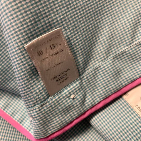 ETON Size 40 Green White Gingham Cotton Button Up Long Sleeve Shirt