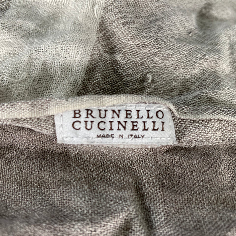 BRUNELLO CUCINELLI Size Beige Grey Plaid Linen Scarves