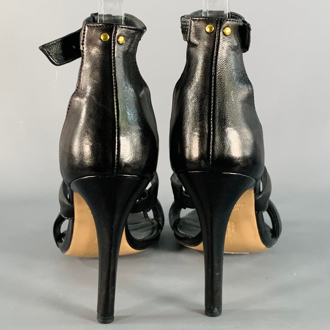 JEROME DREYFUSS Size 7 Black Leather Fringed Stiletto Pumps