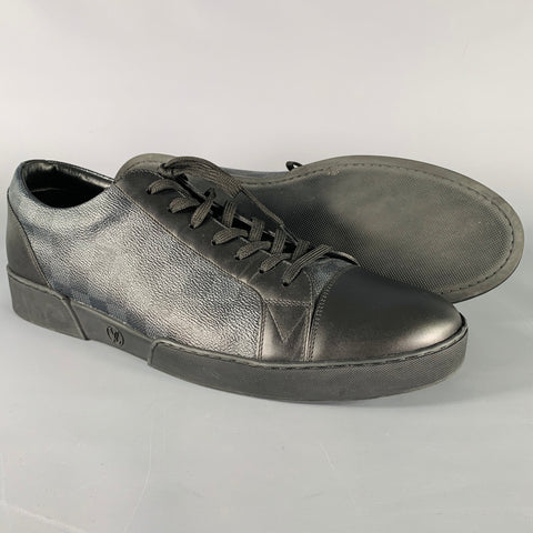 Baskets basses en cuir à carreaux noir et gris LOUIS VUITTON Taille 13