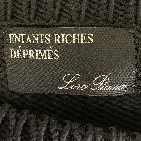ENFANTS RICHES DEPRIMES SS2018 M Black White Knitted Cashmere Crew Neck Sweater