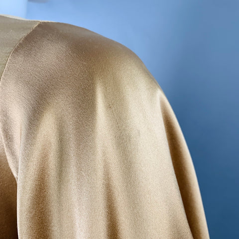 GUCCI Size 6 Gold Silk Ruched Short Sleeve Long Evening Gown