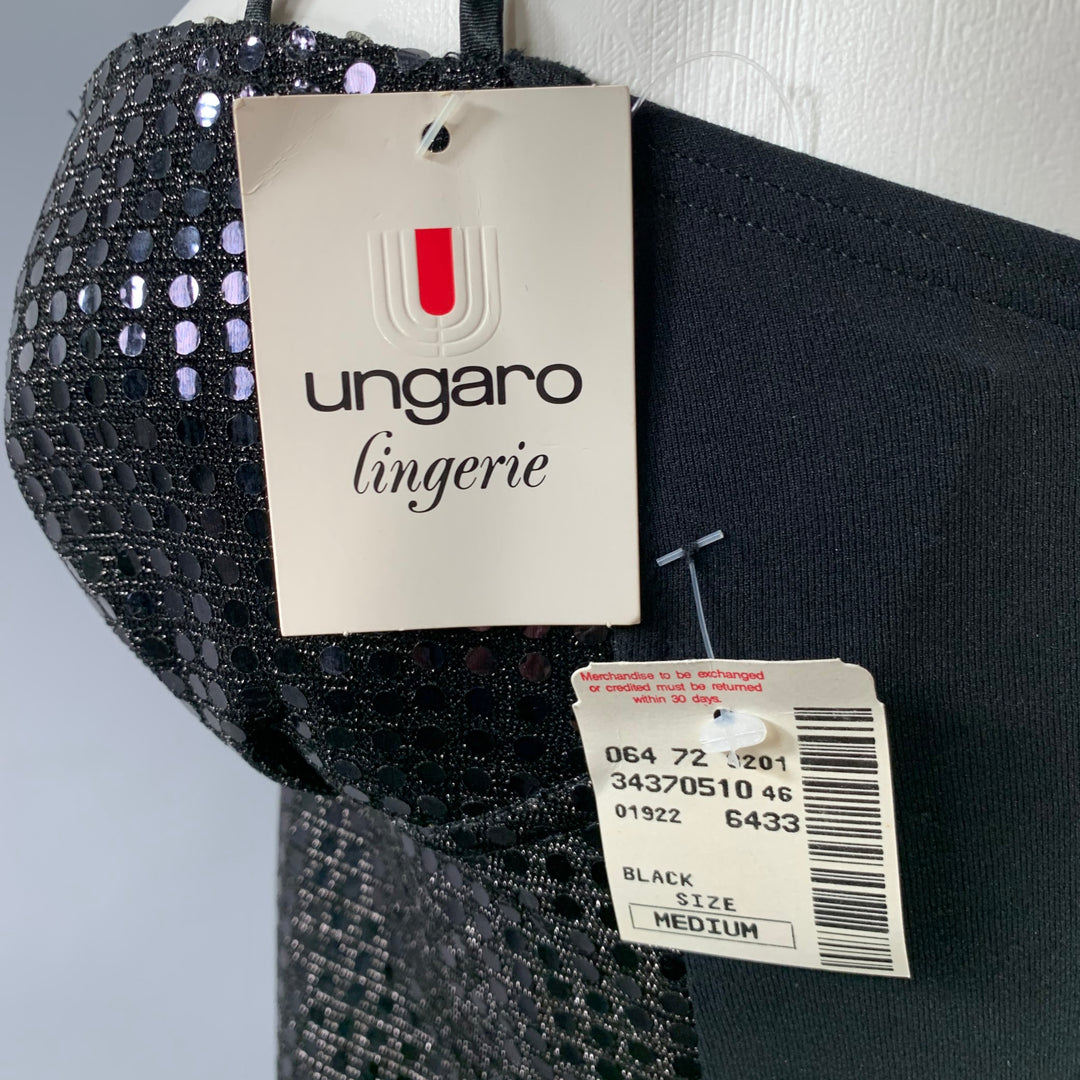 UNGARO Size M Black Nylon Blend Mixed Fabrics Spaghetti Straps Casual Top