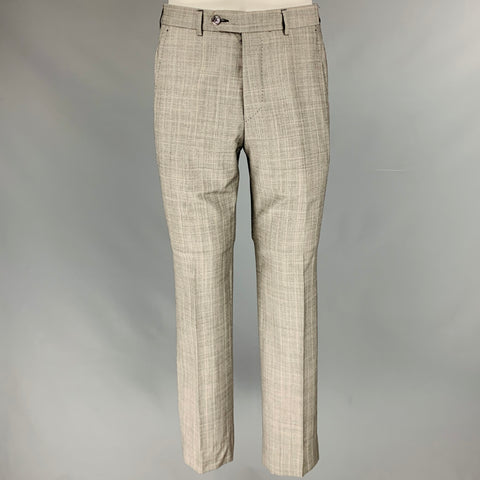 PAUL SMITH Size 36 -Byard- Grey Orange Window Pane Wool Single Breasted Suit