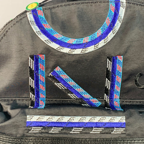 KENZO Black Blue Embroidered Logo Nylon Backpack Bag