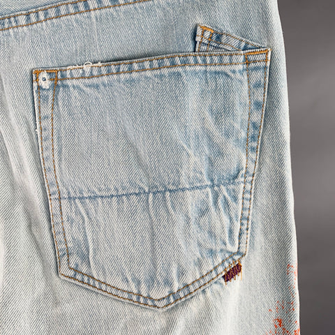 PRPS Size 28 Blue Distressed Cotton Straight Slim Five Pockets Jeans