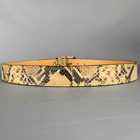 DONALD J PLINER Size 38 Beige Brown Animal Print Faux Leather Belt