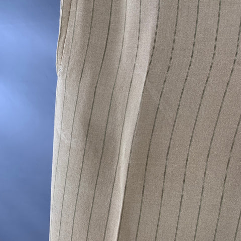 PRADA Size 32 Tan Brown Pinstripe Polyester Linen Button Fly Dress Pants