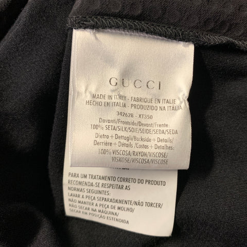 GUCCI Size One Size Black Studded Silk Crew Neck T Shirt