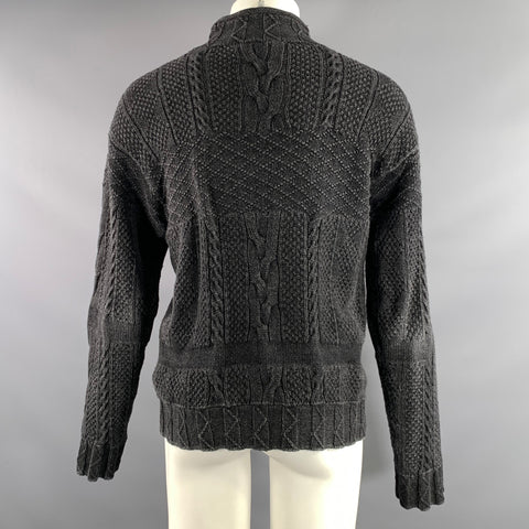 RRL by RALPH LAUREN Size M Black Grey Knitted Cotton High Collar Sweater