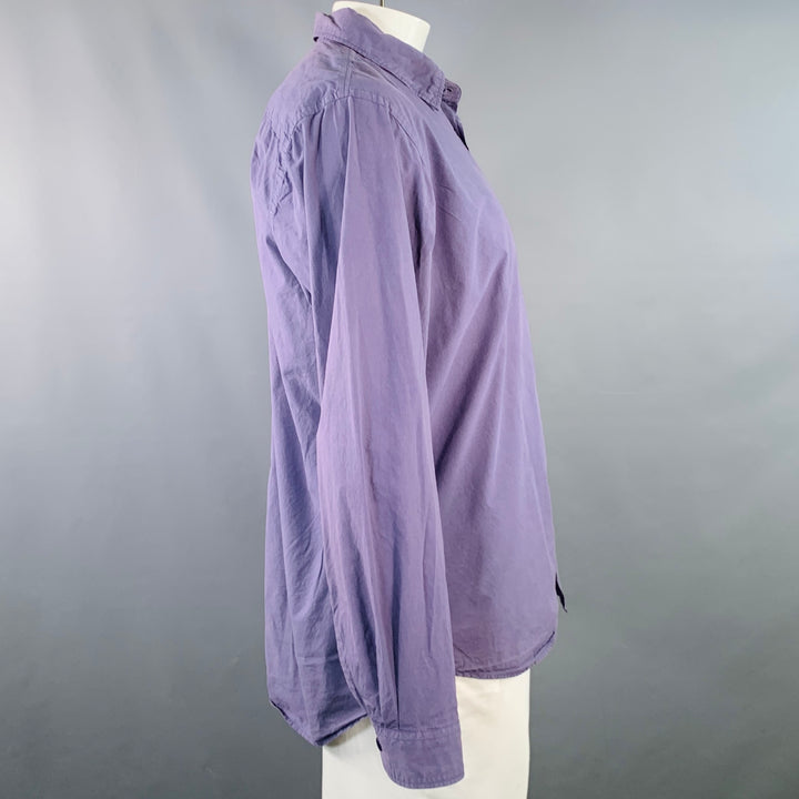 MERZ B. SCHWANEN Size XL Purple Cotton One Pocket Long Sleeve Shirt