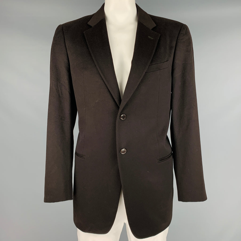 ARMANI COLLEZIONI Size 44 Long Brown Cashmere Single Breasted