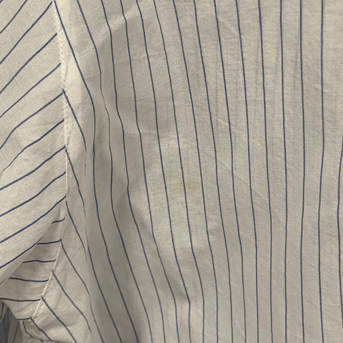 LAFAYETTE 148 Size L White Blue Cotton Pinstripe Sheer Spread Collar Shirt