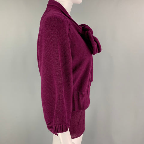 LANVIN Conjunto de cárdigan de manga 3/4 de cachemir morado talla M