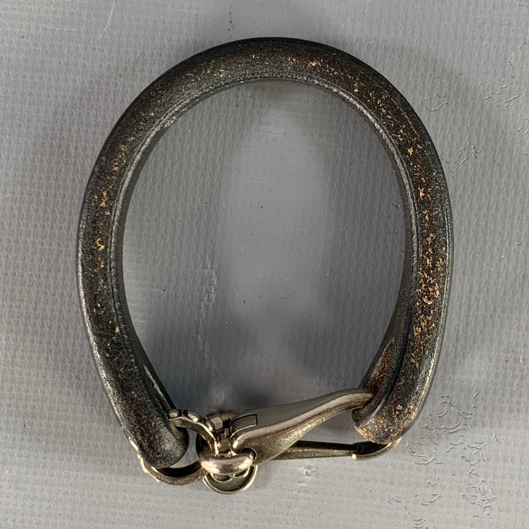 GUCCI Brown Silver Dots Leather Sterling Silver Clasp Bracelet