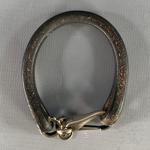 GUCCI Brown Silver Dots Leather Sterling Silver Clasp Bracelet