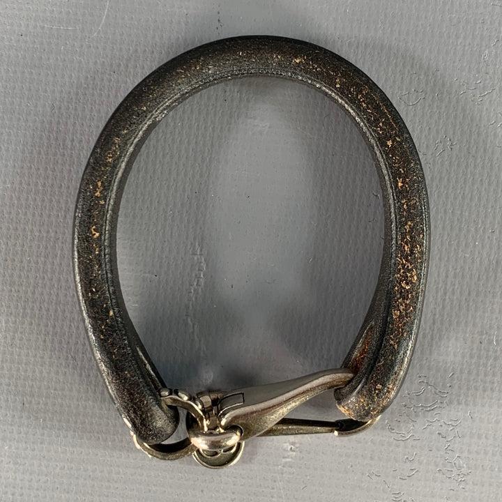 GUCCI Brown Silver Dots Leather Sterling Silver Clasp Bracelet