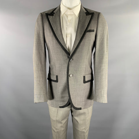 SIMON SPURR Size 36 Grey Black Nailhead Wool Peak Lapel Suit