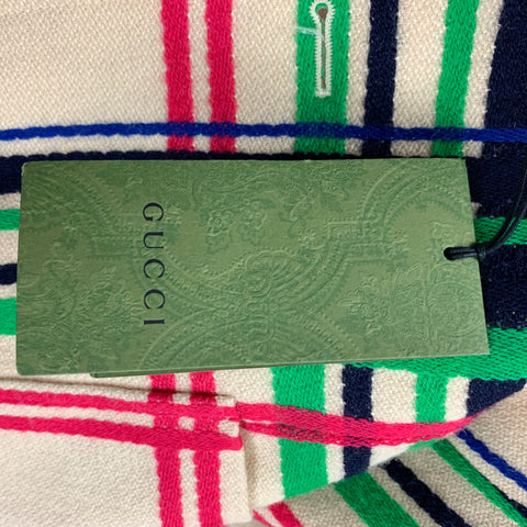 GUCCI FW 21 Size 36 Cream Multi Color Plaid Wool Cotton Notch Lapel Suit