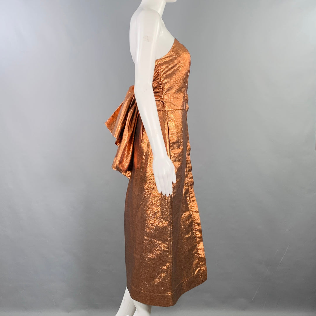 slim fit dress slacks Gold Metallic Foil Pattern One Shoulder Mini Dress main image 1
