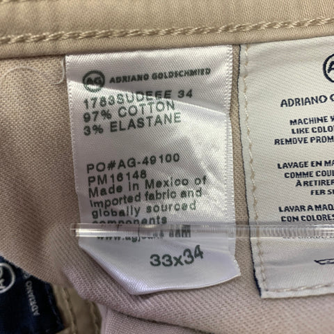 ADRIANO GOLDSCHMIED Size 34 Cream Contrast Stitch Cotton Blend Casual Pants