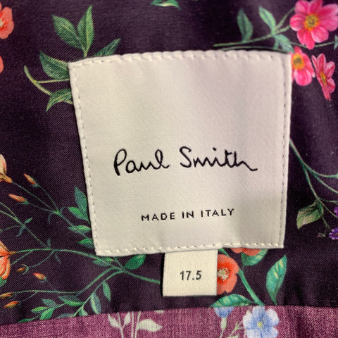 PAUL SMITH Size XL Black Multi Color Floral Button Up Long Sleeve Shirt