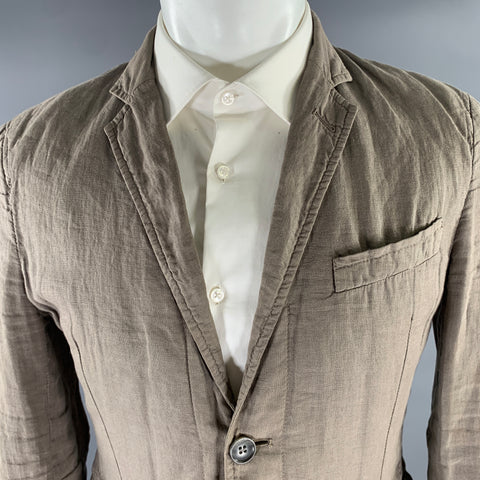 DOLCE & GABBANA Size 36 Grey Tan Linen Notch Lapel Jacket