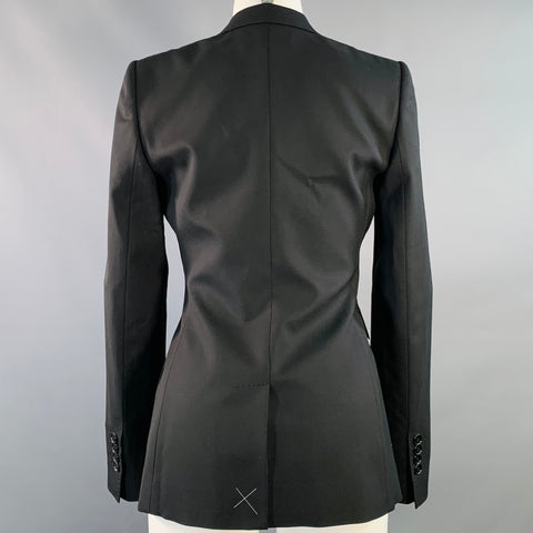 DOLCE & GABBANA Size 4 Black Virgin Wool Blend Jacket Blazer
