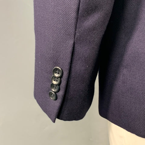 GIORGIO ARMANI Size 46 Navy Woven Virgin Wool Notch Lapel Sport Coat