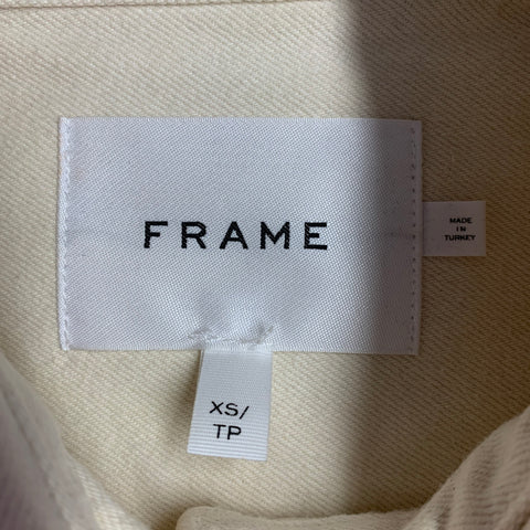 FRAME Taille XS Beige Argent Coton Veste Chemise Blazer cloutée