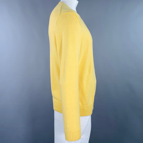 POLO by RALPH LAUREN Taille XL Pull Col Rond en Coton Tricoté Jaune