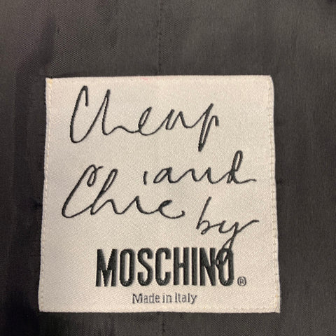 MOSCHINO Size 42 Black Sequined Polyester Zip Up Jacket