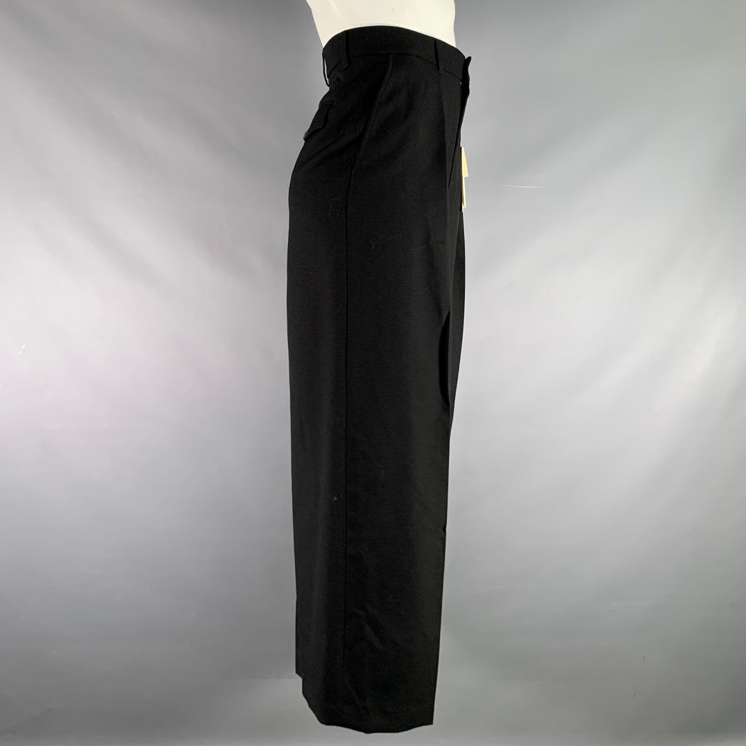 AMI by ALEXANDRE MATTIUSSI Size 30 Black Solid Wool Wide Leg Dress Pants