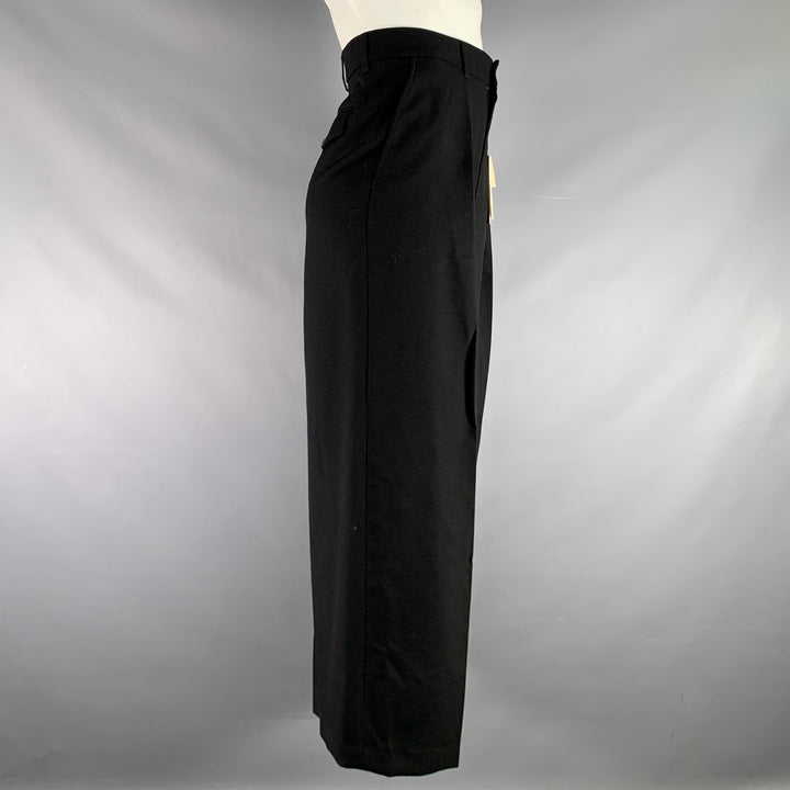 AMI by ALEXANDRE MATTIUSSI Size 30 Black Solid Wool Wide Leg Dress Pants